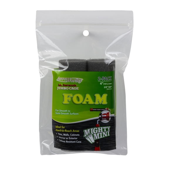 Arroworthy 1001970 0.38 x 4 in. Pro-Line Jumbo Mini Foam Jumbo Paint Roller Cover - Pack of 2