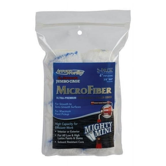 Arroworthy 1896117 Microfiber 0.38 x 4 in. Jumbo Paint Roller Cover for Semi-Smooth Surfaces, 2 Per Pack - Case of 12