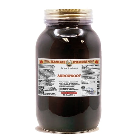 Arrowroot (Maranta Arundinacea) Powdered Root Liquid Extract. Expertly Extracted by Trusted HawaiiPharm Brand. Absolutely Natural. Proudly made in USA. Tincture 32 Fl.Oz