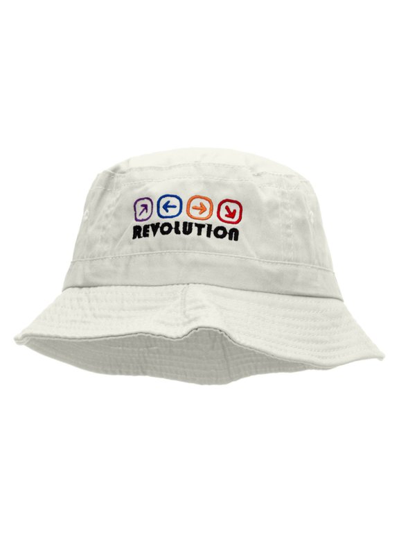 Arrows Dance Revolution Embroidered Pigment Dyed Bucket Hat - White OSFM