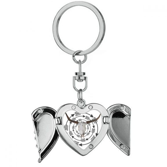 Arrows Horns Radiate Around Heart Angel Wing Key Chain Holder