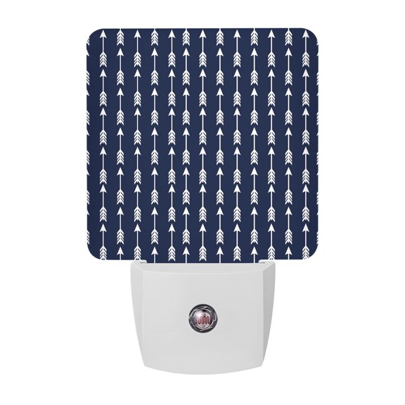 Arrows Night Lights, Minimalist Navy Blue Tribal Feather Vertical Alignment Smart Auto Dusk to Dawn Sensor Nightlights Plug-in Nightlight for Bedroom Bathroom Living Room Kitchen Hallway