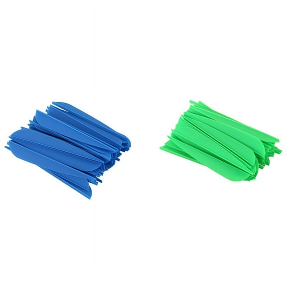 Arrows Vanes 4 Inch Plastic Fletching for DIY Archery Arrows 100 Pack(Blue&Green)