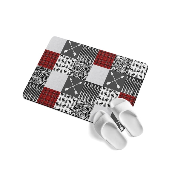 Arrows Zebra Stripes Soft Diatomaceous Earth Mat, Forest Deer Red Black Buffalo Plaid Absorbent Bath Mat Non Slip Rubber Backed Quick Dry Doormat Fit Under Door for Bathroom Kitchen 20"x32"