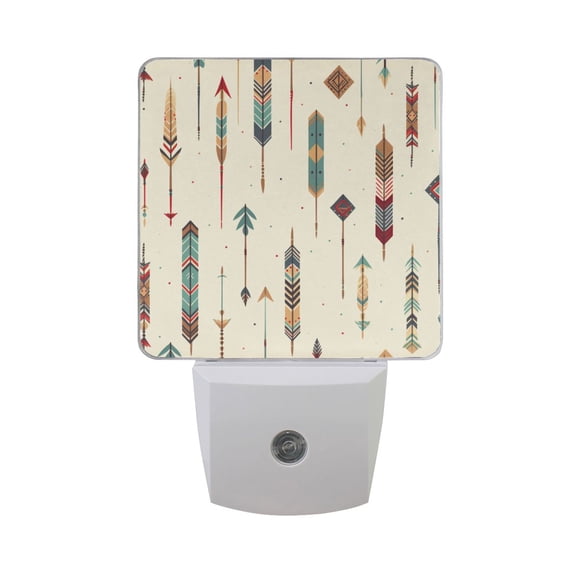 Arrows with Ethnic Style Pattern LED Night Light with Smart Sensor Plug Into Wall Dusk to Dawn 2 packs