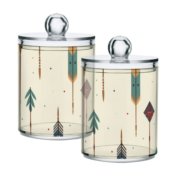 Arrows with Ethnic Style Pattern Translucent Plastic Cans Storage Canisters with Lid Set of 2