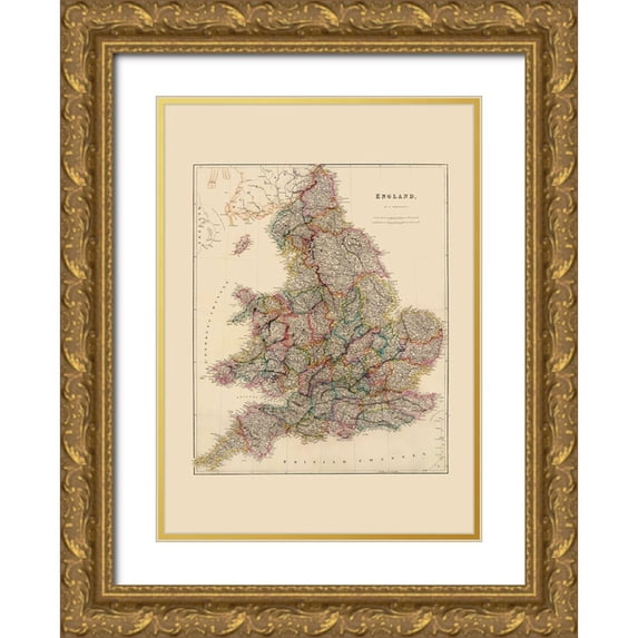 Arrowsmith 14x18 Gold Ornate Wood Framed with Double Matting Museum Art Print Titled - Great Britain England - Arrowsmith 1844