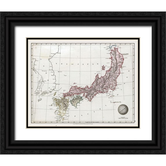 Arrowsmith 24x20 Black Ornate Wood Framed with Double Matting Museum Art Print Titled - Japan - Arrowsmith 1825