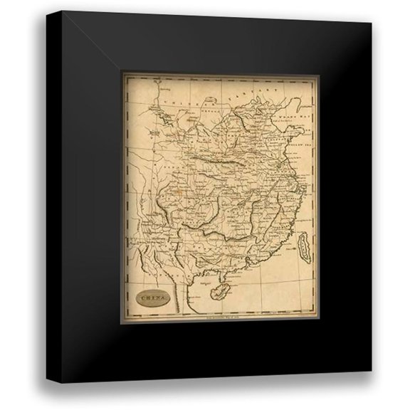 Arrowsmith, Aaron 12x14 Black Modern Framed Museum Art Print Titled - China, 1812
