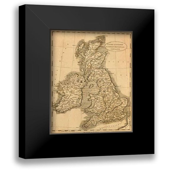 Arrowsmith, Aaron 12x14 Black Modern Framed Museum Art Print Titled - United Kingdoms, 1812