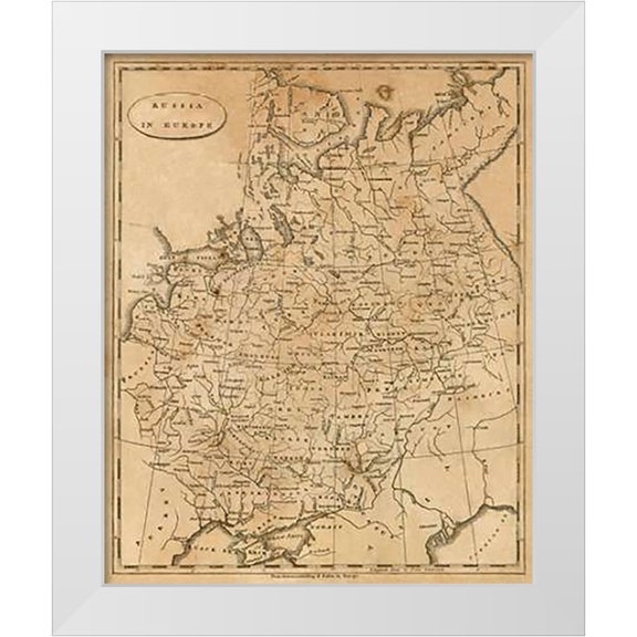 Arrowsmith, Aaron 12x14 White Modern Wood Framed Museum Art Print Titled - Russia in Europe, 1812