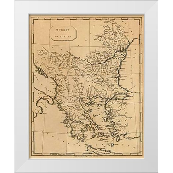 Arrowsmith, Aaron 12x14 White Modern Wood Framed Museum Art Print Titled - Turkey in Europe, 1812