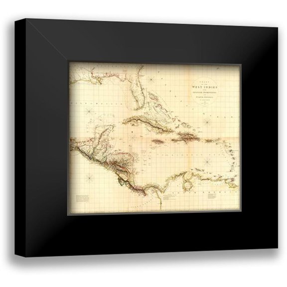 Arrowsmith, Aaron 13x12 Black Modern Framed Museum Art Print Titled - ComVintageite: West Indies, 1810