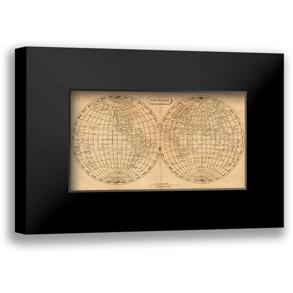 Arrowsmith, Aaron 14x10 Black Modern Framed Museum Art Print Titled - The World, 1812