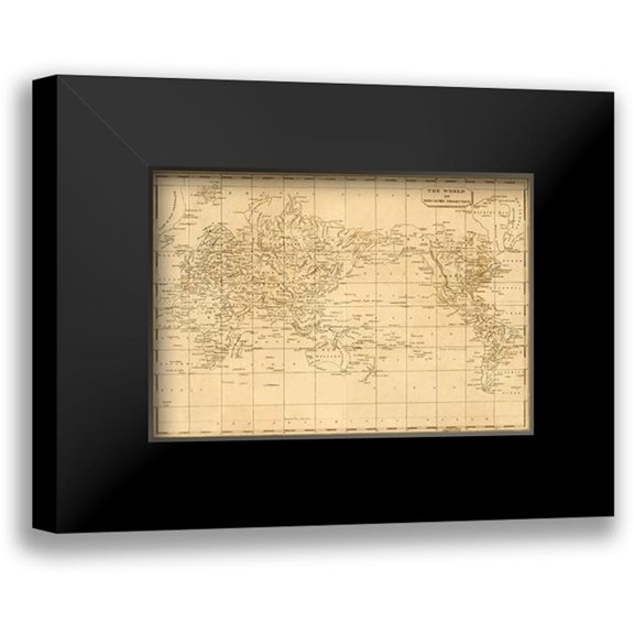 Arrowsmith, Aaron 14x11 Black Modern Framed Museum Art Print Titled - World Mercators projection, 1812