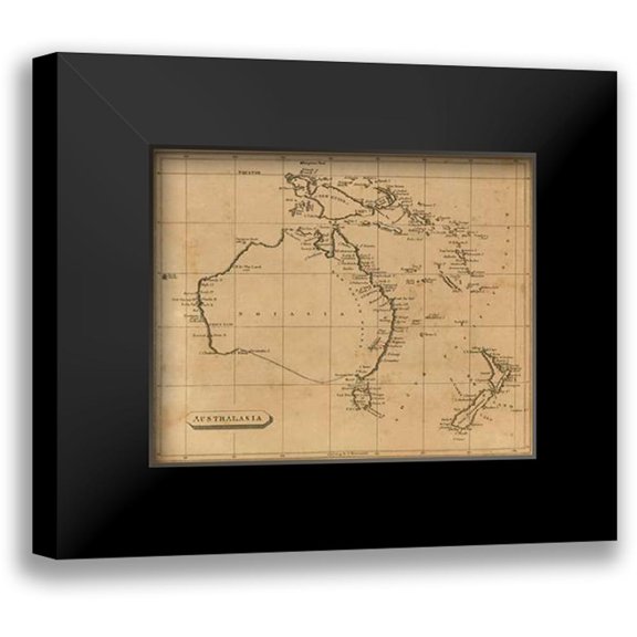 Arrowsmith, Aaron 14x12 Black Modern Framed Museum Art Print Titled - Australasia, 1812