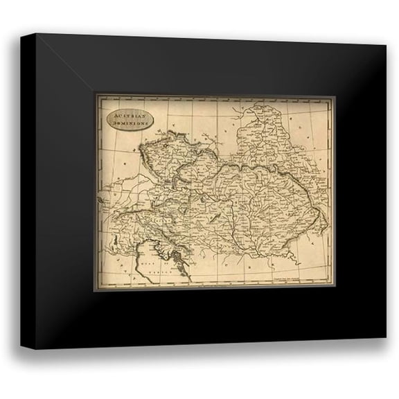 Arrowsmith, Aaron 14x12 Black Modern Framed Museum Art Print Titled - Austrian Dominions, 1812