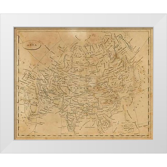 Arrowsmith, Aaron 14x12 White Modern Wood Framed Museum Art Print Titled - Asia, 1812