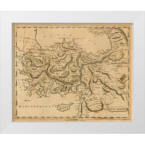 Arrowsmith, Aaron 14x12 White Modern Wood Framed Museum Art Print Titled - Asia Minor, 1812