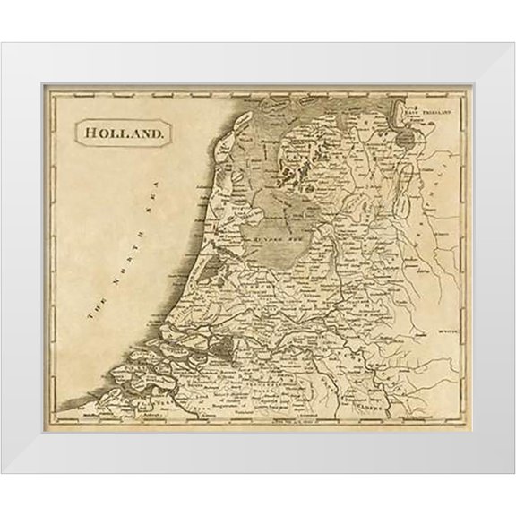 Arrowsmith, Aaron 14x12 White Modern Wood Framed Museum Art Print Titled - Holland, 1812