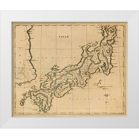 Arrowsmith, Aaron 14x12 White Modern Wood Framed Museum Art Print Titled - Japan, 1812