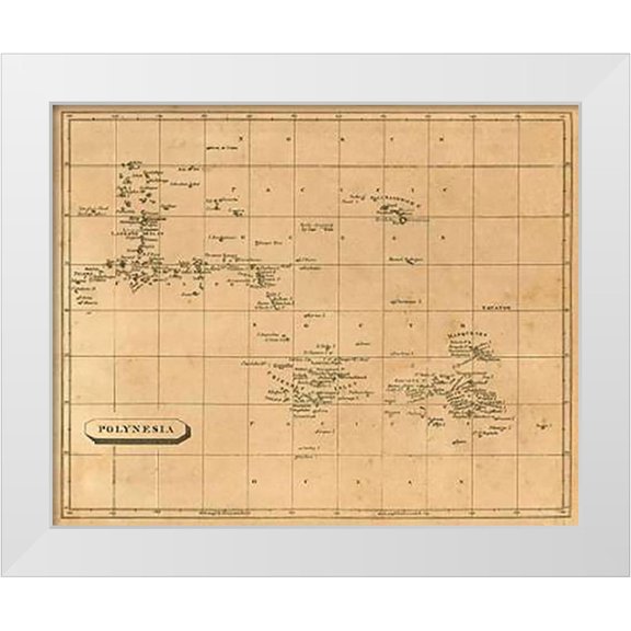 Arrowsmith, Aaron 14x12 White Modern Wood Framed Museum Art Print Titled - Polynesia, 1812
