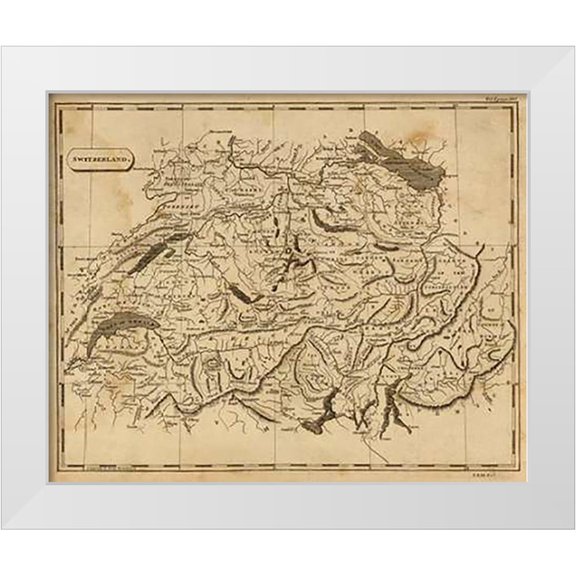 Arrowsmith, Aaron 14x12 White Modern Wood Framed Museum Art Print Titled - Switzerland, 1812
