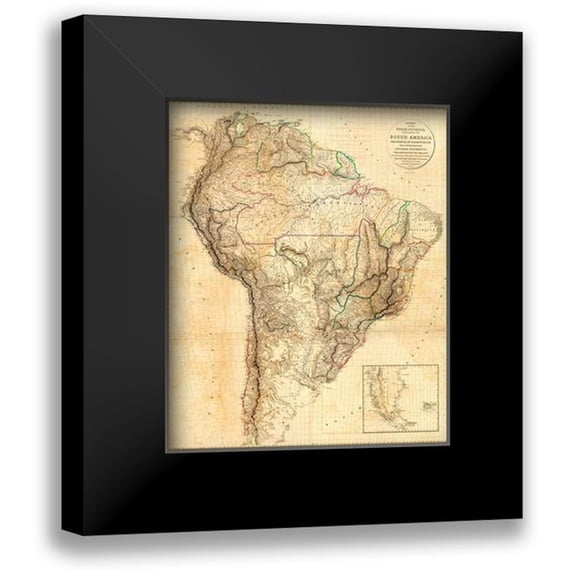 Arrowsmith, Aaron 15x18 Black Modern Framed Museum Art Print Titled - South America, 1814