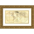 thumbnail image 1 of Arrowsmith, Aaron 24x15 Gold Ornate Wood Framed with Double Matting Museum Art Print Titled - Map of the World, Researches of Capt. James Cook, 1808, 1 of 4