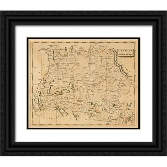 Arrowsmith, Aaron 31x26 Black Ornate Wood Framed with Double Matting Museum Art Print Titled - Germany South, 1812