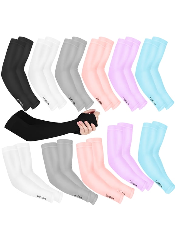 12 Pairs UV Sun Protection Cooling Arm Sleeves for Men and Women, Protective Sports Sleeves Cover for Running Golf Cycling Basketball Driving Fishing Biking Hiking