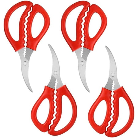 Arroyner 4Pcs Heavy Duty Kitchen Stainless Steel Seafood Scissors for Lobster Shrimp Fish Crawfish Kitchen Shears Multi-Purpose Peeling Tools
