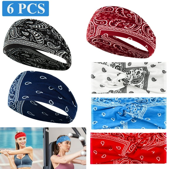Arroyner 6Pcs Women's Boho Flower Headbands Elastic Hair Bands Knotted Head Wraps Turbans for Yoga Sport Workout Makeup