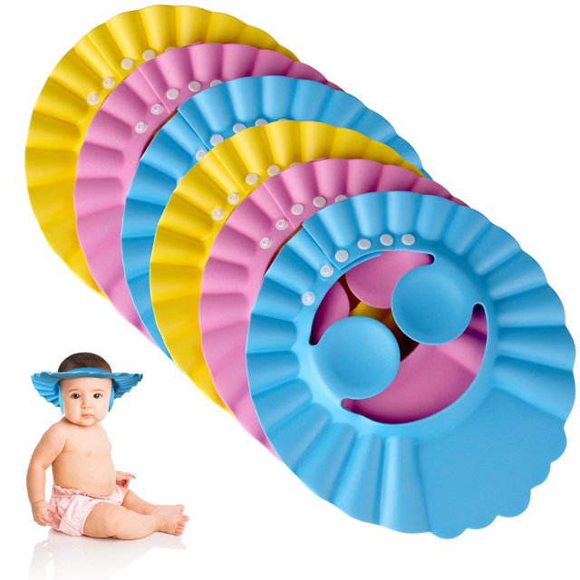 Arroyner 6pcs Adjustable Baby Shampoo Cap, Protecting Eyes, Ears, and Head, Waterproof Shower