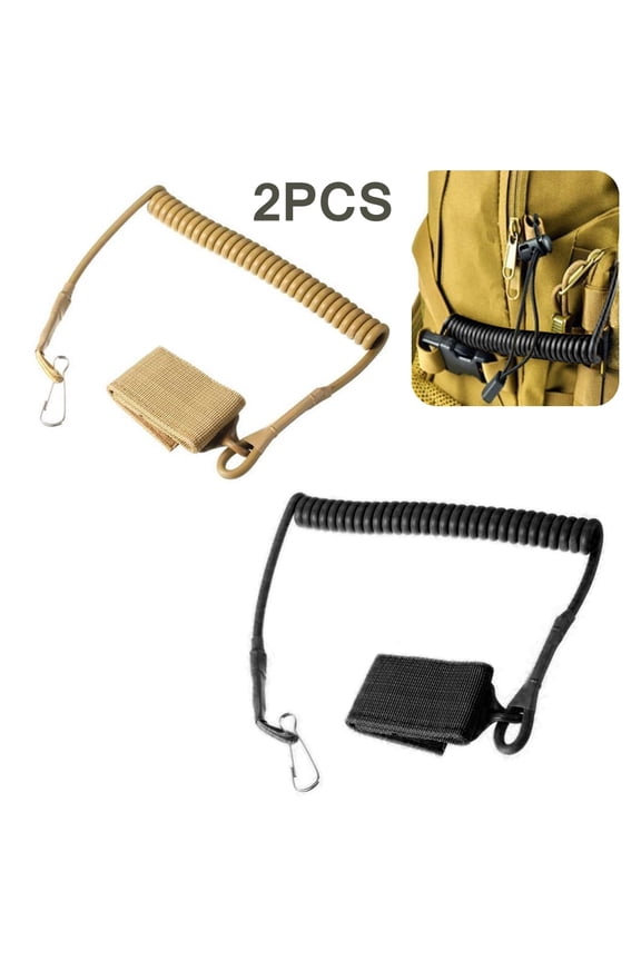 Anti Loss Spring Cord Outdoor Loss Prevention Key Chain Spring Rope, Black & Khaki