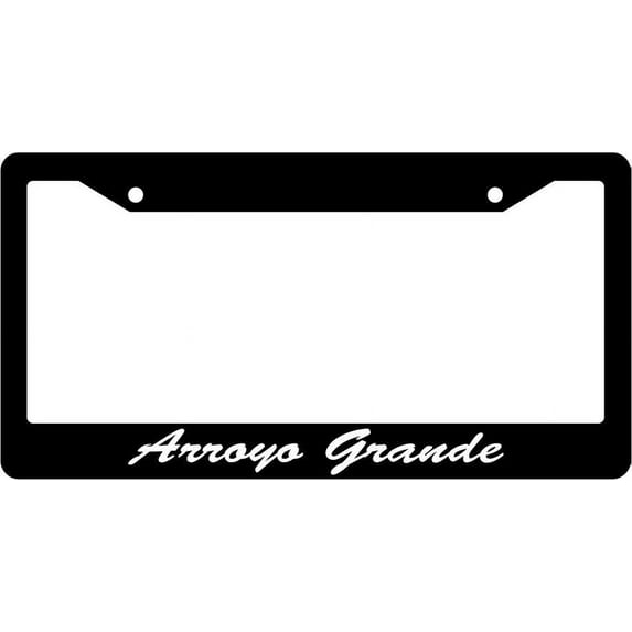 Arroyo Grande Script Black Plastic License Plate Frame EBS