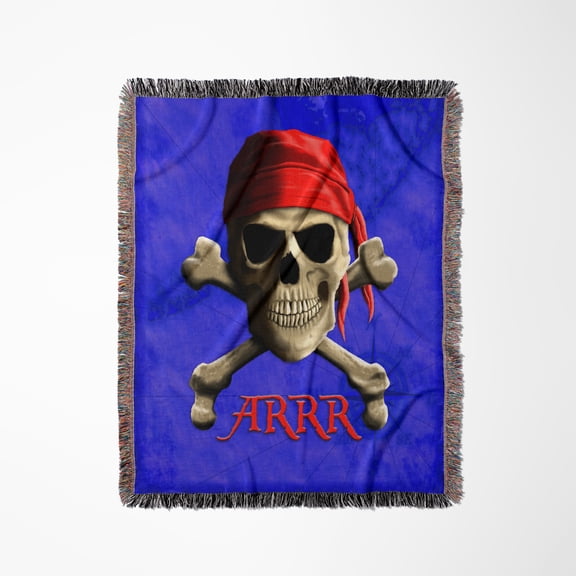 Arrr Talk Like A Pirate Jolly Roger Pirate Skull On Sailing Chart., Woven Blanket