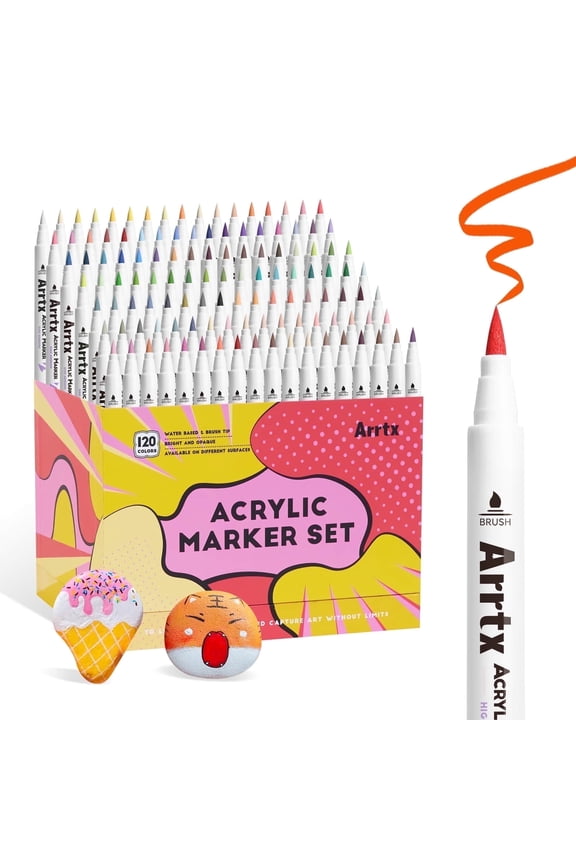 120 Anime Colors Acrylic Paint Markers, 1-6mm Brush Tip Water Based Acrylic Paint Pens for Drawing, Rock Painting