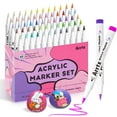 thumbnail image 1 of Arrtx 60 Pcs Acrylic Paint Markers, Extra Brush Tip Water Based Marker Paint Pen for DIY Painting, Wood, Glass, Fabric, 60 Animation colors, 1 of 11