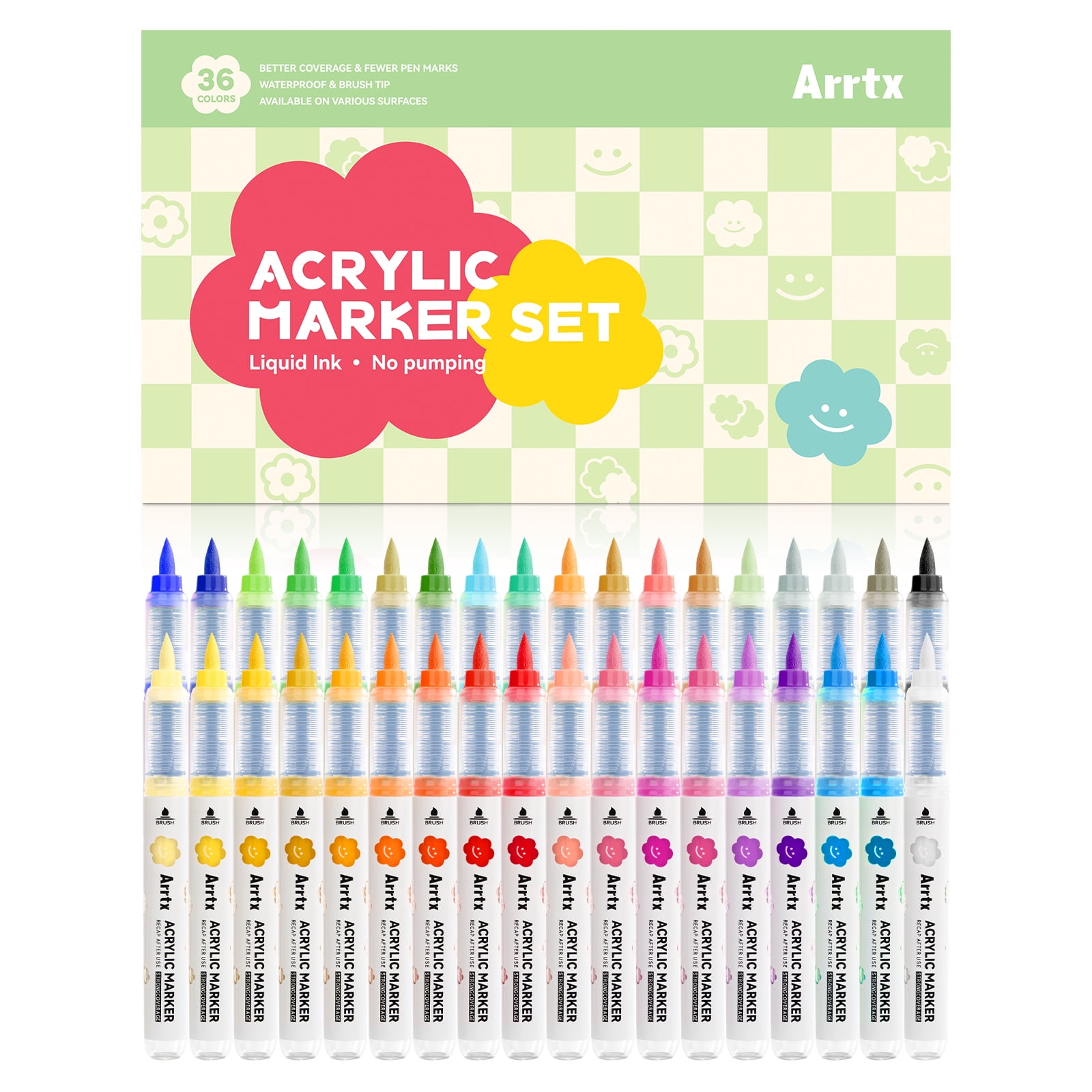 Markers For Rocks Arrtx Markers, 36 Colors Acrylic Paint Pens, Water-Based Acrylic ...