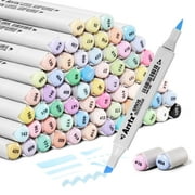 Arrtx Pastel Markers, OROS 66 Colors Alcohol Based Markers, Dual Tip(Brush & Chisel) Art Markers for Artists, Adult Coloring, Sketching, Illustration, Design