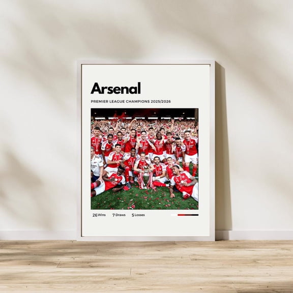 Arsenal 2026 Premier League Champions Poster 2025 2026 Title Winners Art Minimalist Soccer Print