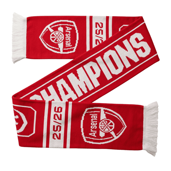 Arsenal FC EPL Champion Fringe Scarf, Acrylic, Red/White, 1-Pack