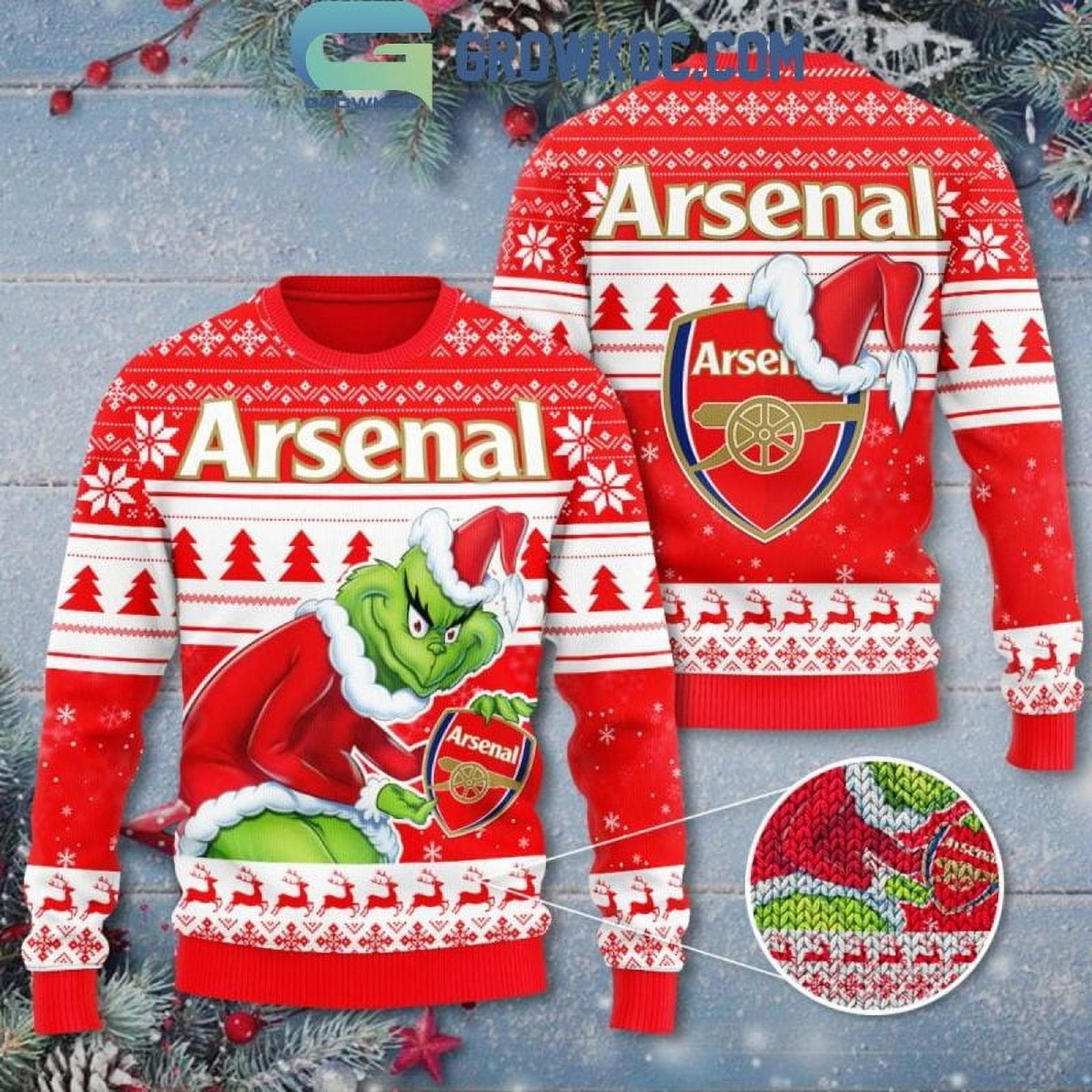 Arsenal Gunner Grinch Who Steals Christmas 2024 Ugly Sweater