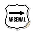 thumbnail image 1 of Arsenal Right (2 Pack) 18 inch X 18 inch Shield Shaped Heavy Duty 3.2 mil Vinyl Decals Weather Resistant Made in the USA, 1 of 5