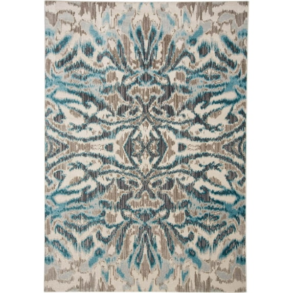 Arsene Abstract Ikat Print Rug, Crystal Teal/Taupe, 2ft - 2in x 4ft Accent Rug
