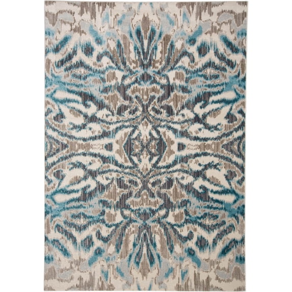 Arsene Abstract Ikat Print Rug, Crystal Teal/Taupe, 4ft-3in x 6ft-3in Accent Rug