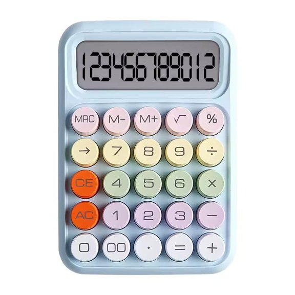 Arsenio New Colorful Switch Calculator 12 Digits Large LCD Display Big Buttons Mechanical Calculator Aesthetic Calculator (Multicolor) (Design-02)