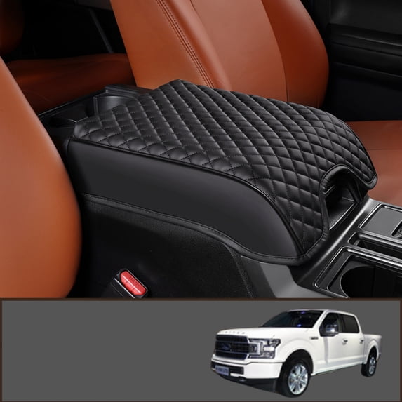 Arsey Center Console Cover Pad Compatible with 2015-2020 Ford F150 Car Armrest Seat Box Cover Anti-Scratch Protector, Interior Accessories, Small Grid