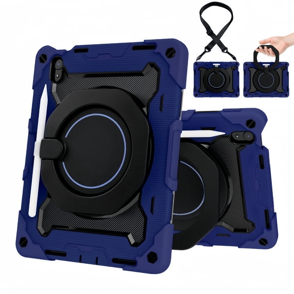 Arsey Ipad A16 Case 11th 11 Inch 2025/10th Generation 10.9 Inch 2022 , 360° Rotating Stand, Shoulder Strap, Silicone+Pc Shockproof , Type-B Armor, Dark blue
